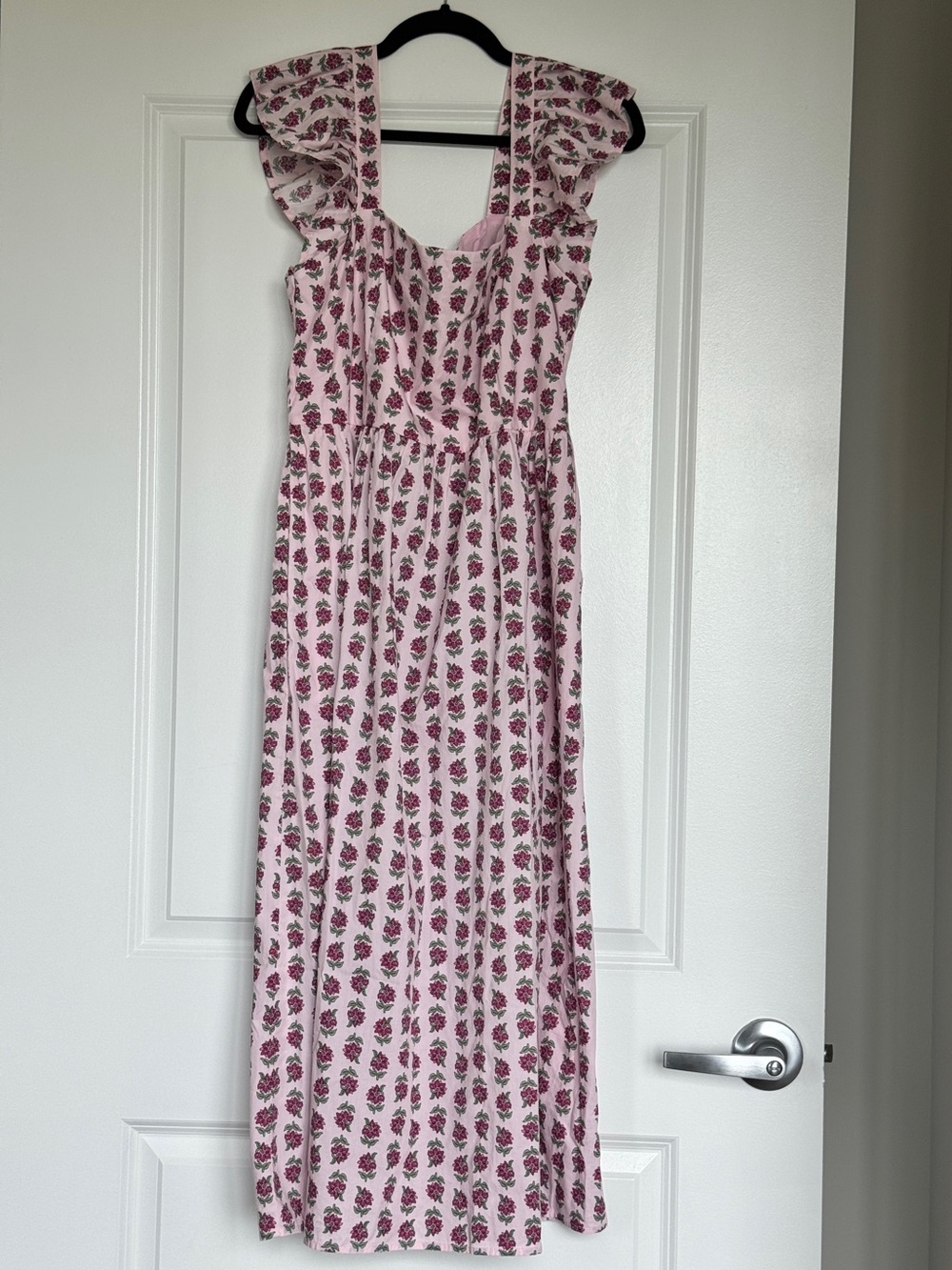 NWT J. CREW FACTORY Ruffle-Sleeve Midi Dress Paris Pink Multi w/ Pockets Size 14 - Picture 5 of 12